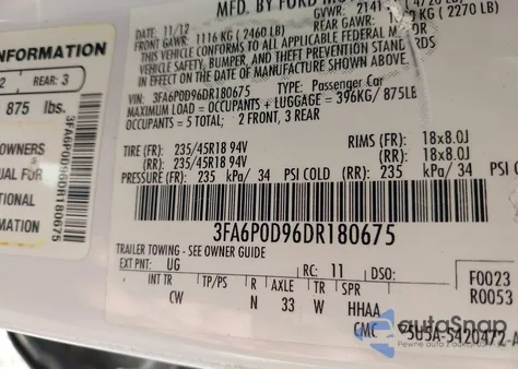 2013 Ford Fusion Titanium из США, поврежденный, VIN 3FA6P0D96DR180675